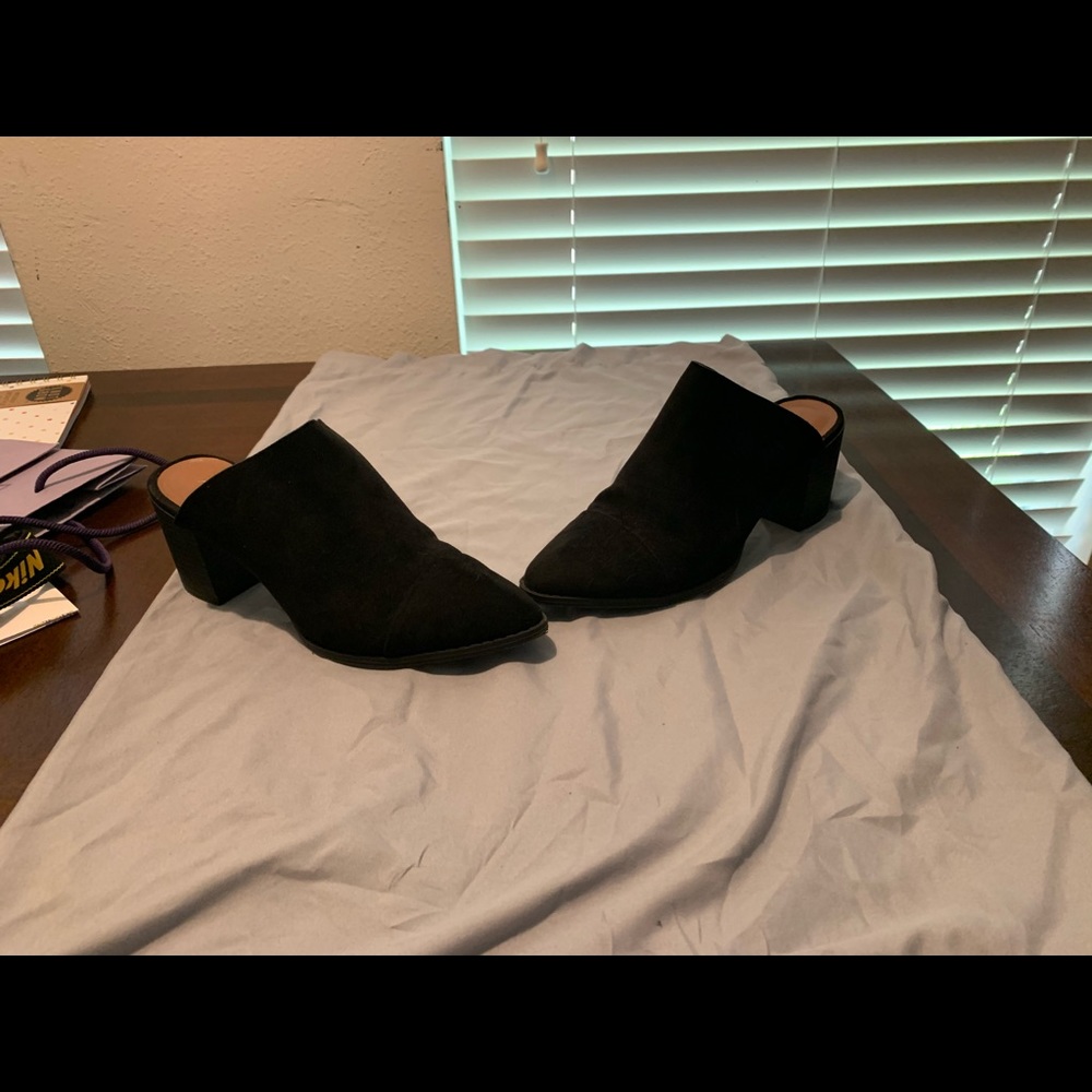 black suede mules